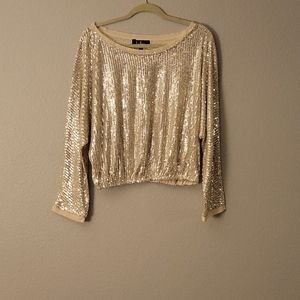 Lulus gold sequin long sleeve shirt